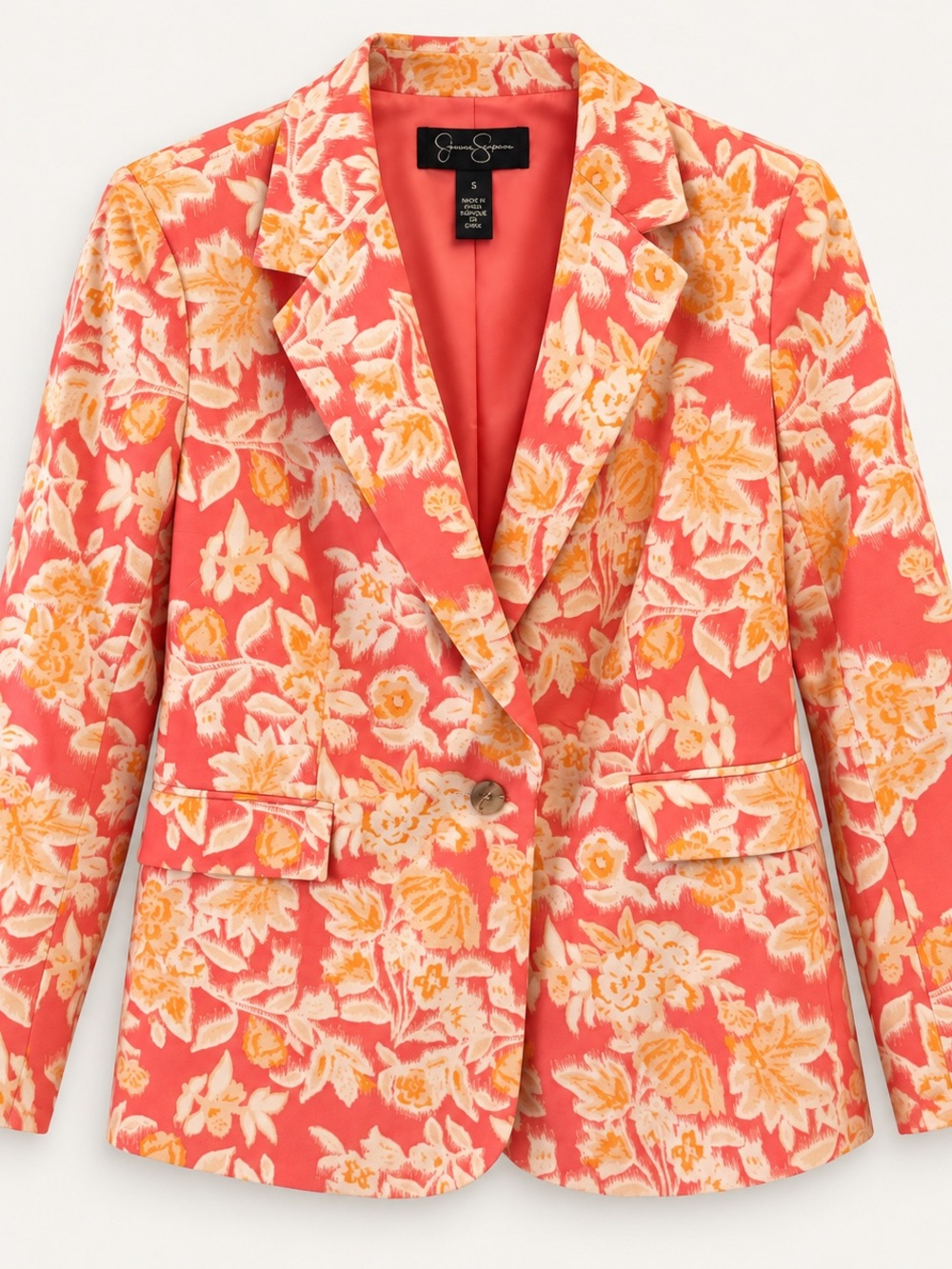 Jessica Simpson Coral Floral Blazer in Pink and Yellow NWT